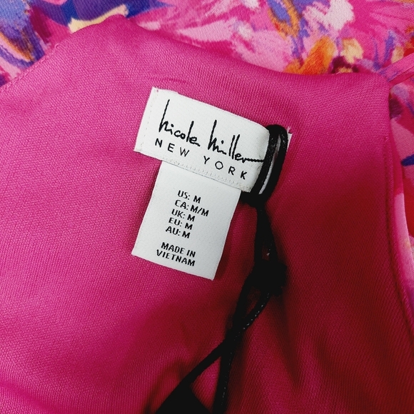 NEW Nicole Miller Floral Chiffon V Neck Summer Flowy Maxi Dress P5313 - Picture 6 of 9